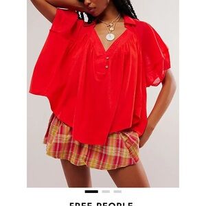 We The Free Bright Red Blouse